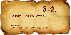 Bekő Nikoletta névjegykártya